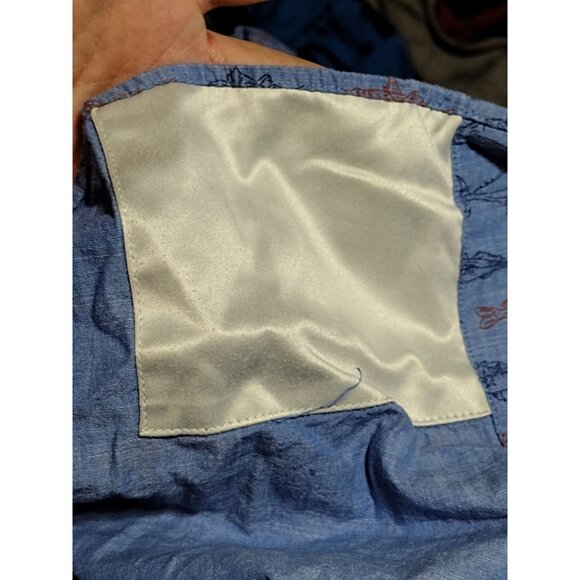 Solaris Men's Outdoor Blue Fish Print Shirt Short Sleeve‎ Button Up Size 4XB B - Picture 4 of 6